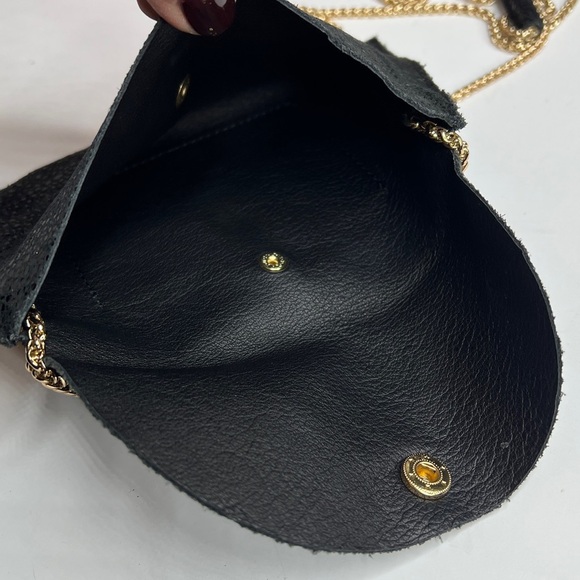 SORIAL New York Black Glossed Pebbled Leather Mini Crossbody Bag - Picture 7 of 8